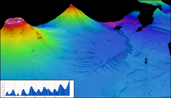 Image of Channels on the northeastern flank of Maug. Supply Reef is in the background. 