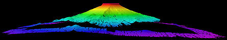 3D image of Swains Island bathymetry.