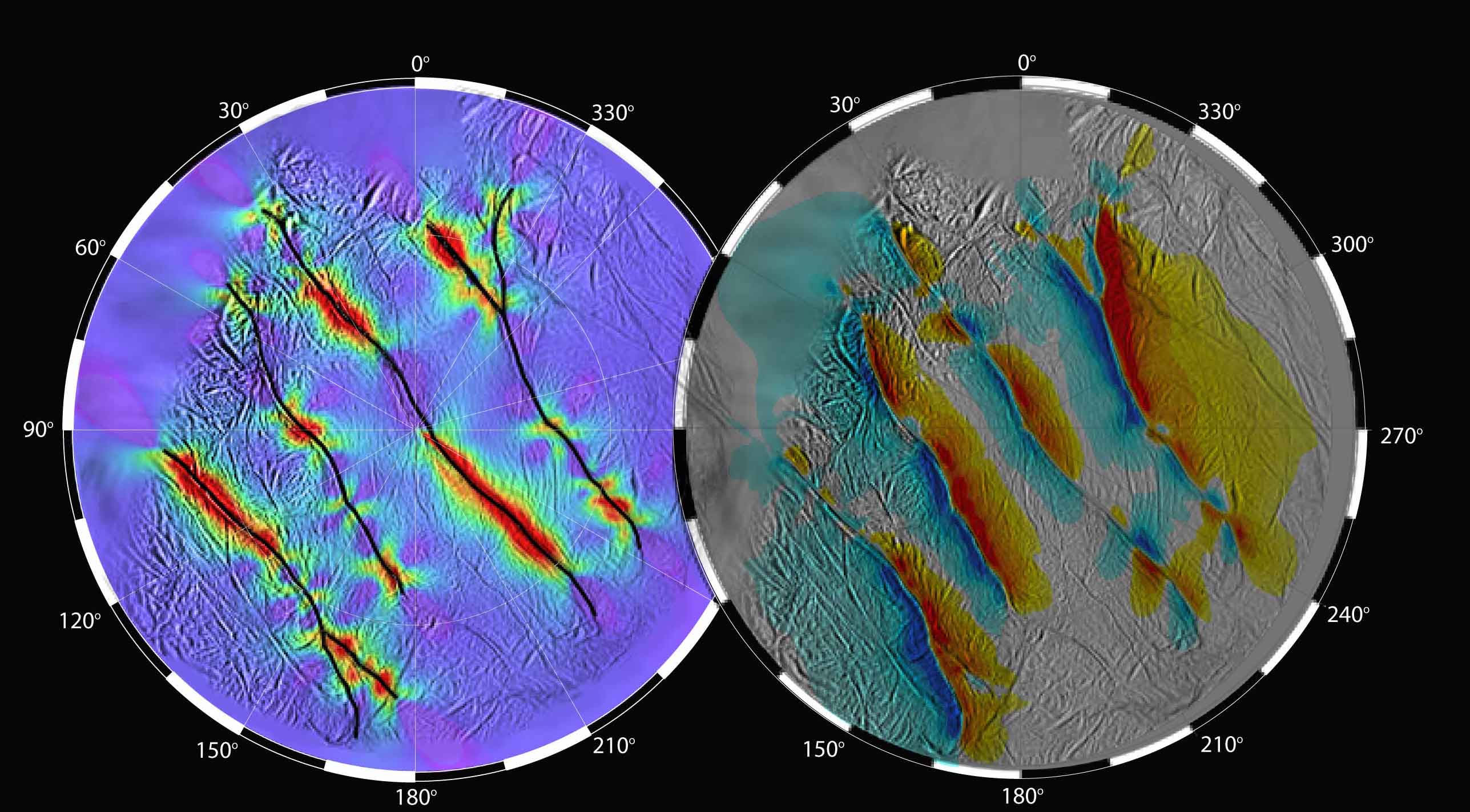 Enceladus stress displacement model