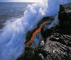 lava pouring into the sea