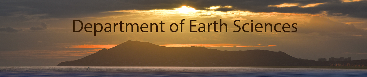 UHM Dept. of Earth Sciences banner, sunset
over Diamond Head, (c) Ken H Rubin