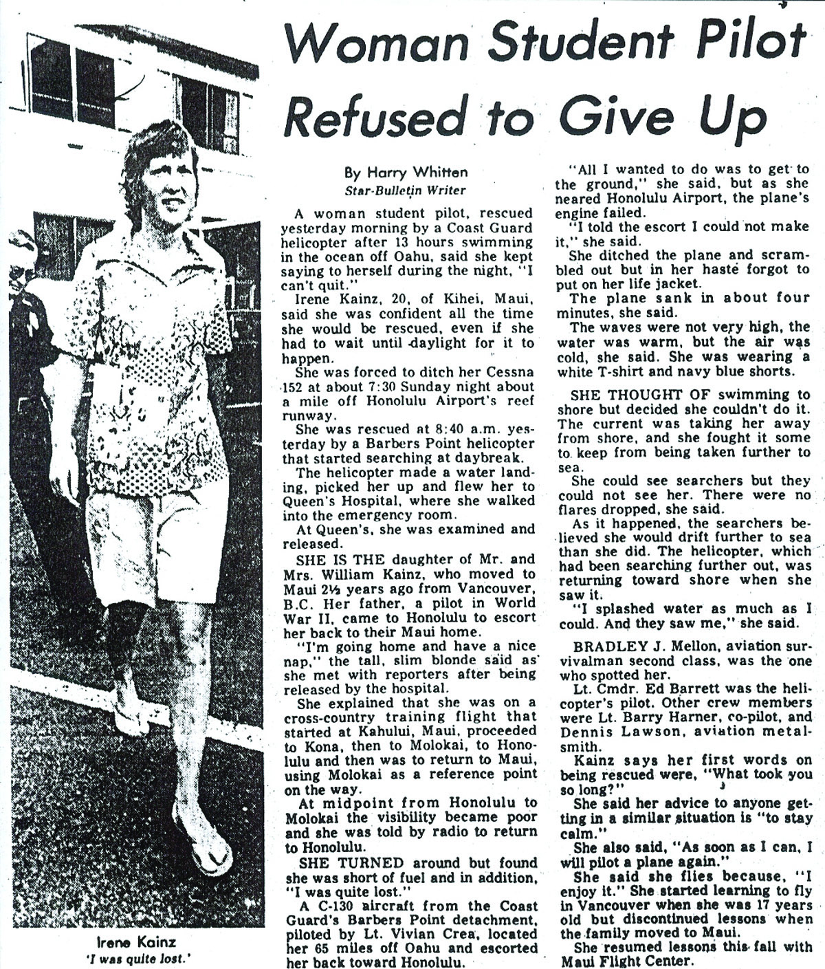 Article: Pilot refused to give up