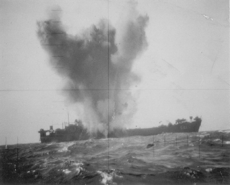 Historic photo: LST-561 sinking
