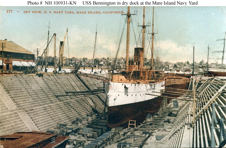 Historic photo: USS Bennington dry dock Mare Island