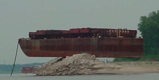 Historic photo: Barge on levee