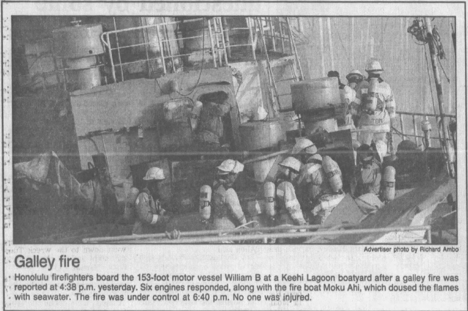 Historic photo: Galley fire William B