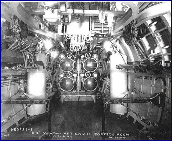 Historic photo: USS S-4 torpedo room aft