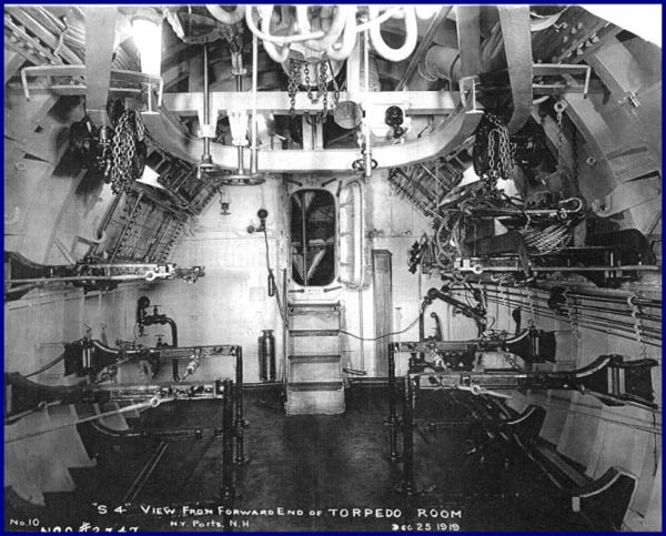 Historic photo: USS S-4 torpedo room forward
