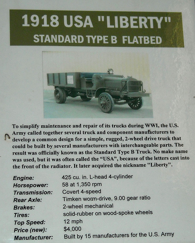 Historic photo: 1918 Liberty truck flatbed info