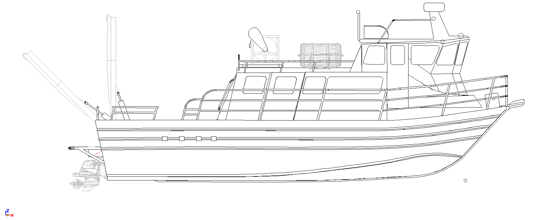 line drawing of the R/V Kaunana
