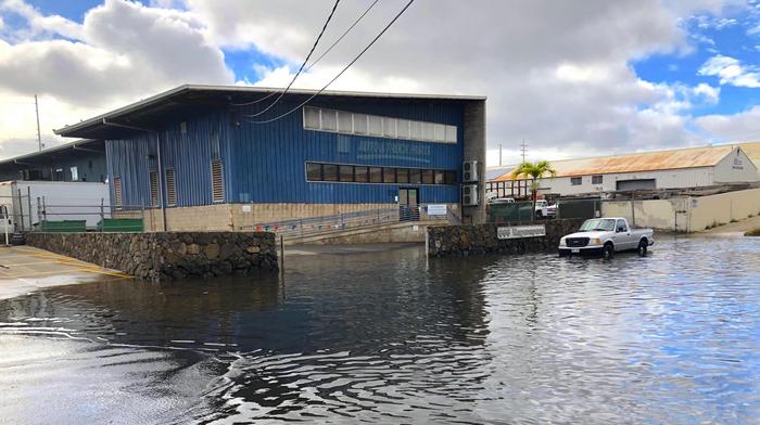 Flooding in the low-lying Mapunapuna industrial area on O'ahu, Hawai'i. view more