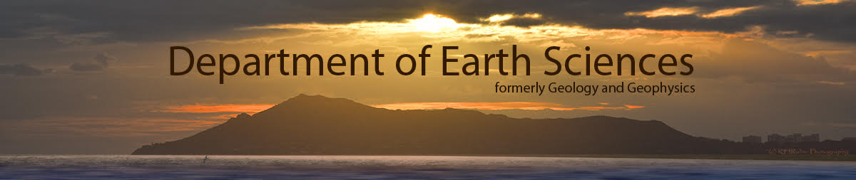 UHM Dept. of Earth Sciences banner, sunset
over Diamond Head, (c) Ken H Rubin