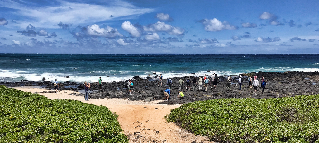students on a field trip to SE oahu