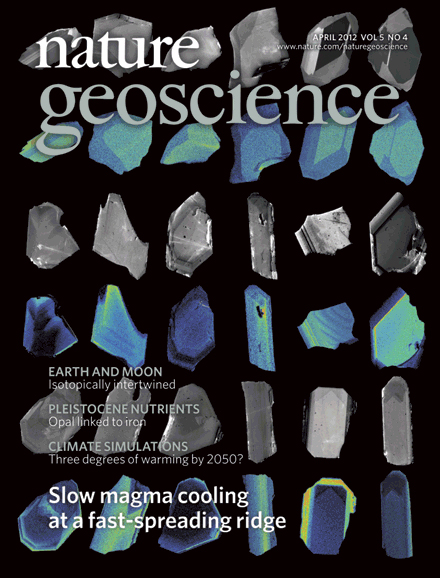 Cover page of Nature Geoscience, issue April 2012