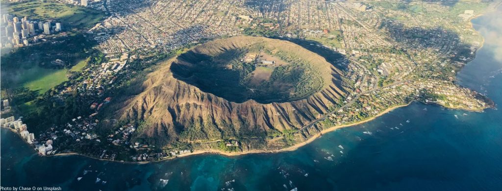 Aerial image of Diamond Head Crater