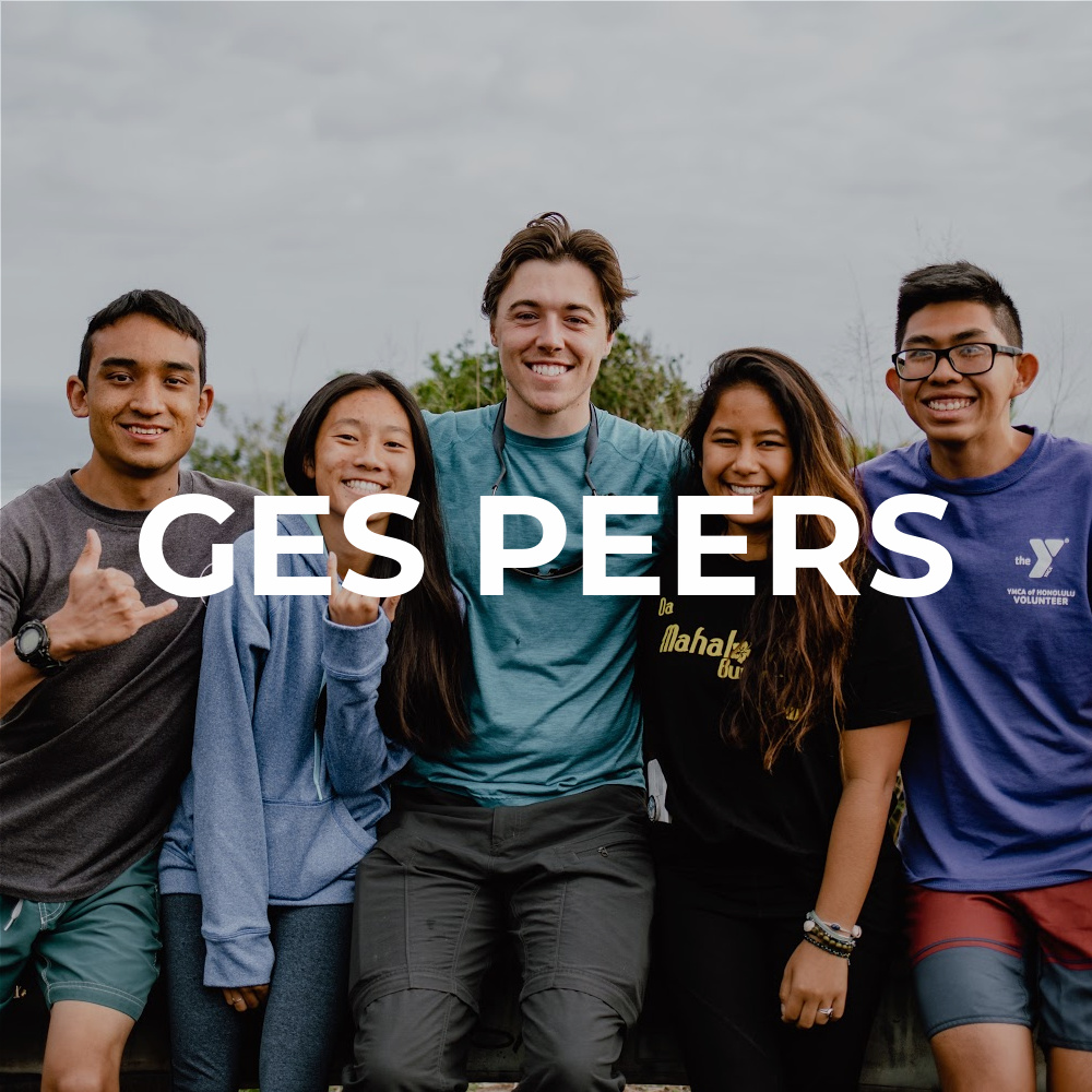 Picture of 5 GES students. Text over image says, "GES PEERS"