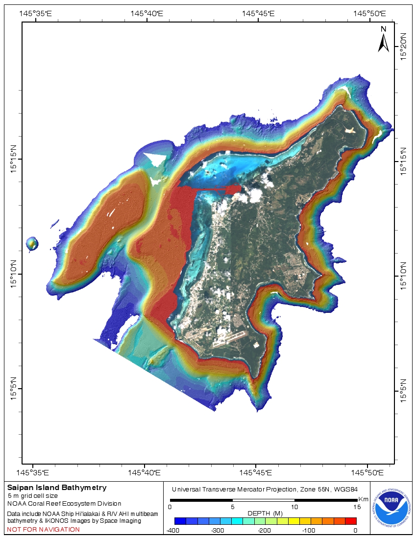 impliciet uitgebreid niet Saipan Island (& Marpi Bank): Bathymetry | Pacific Islands Benthic Habitat  Mapping Center