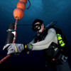 Diver working on acoustic receiver