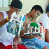 Photo of students working on ROVs.