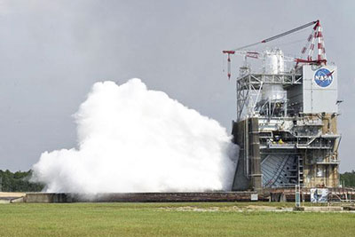 Photo of rocket engine test.