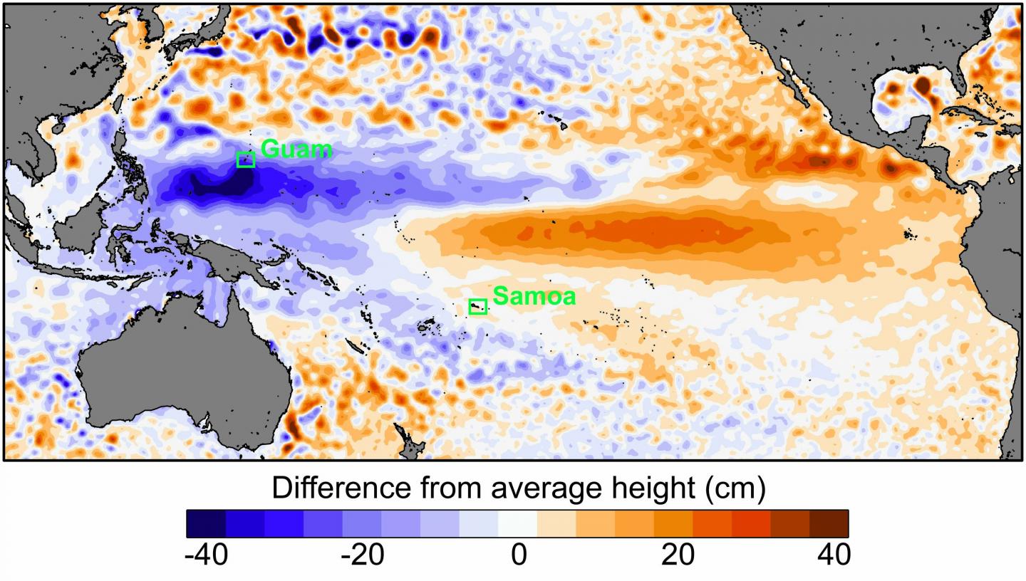 Graphic of extreme low sea levels in the Pacific