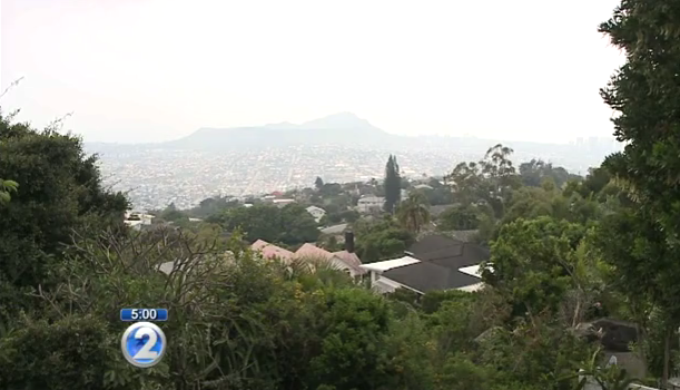 Video still of Diamond Head thru the vog