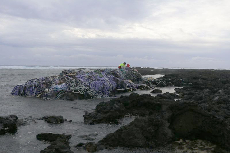 40-ton net mass that washed ashore in January at Kamilo Point in Ka‘u