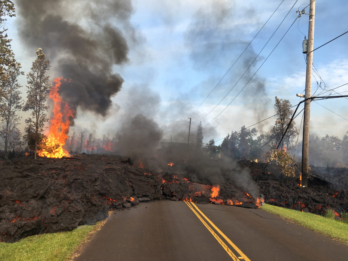 image of lava crossing road