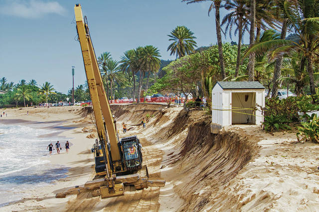 Image of beach erosion on O‘ahu