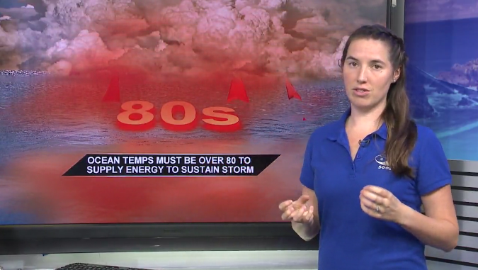 Image of Alison Nugent discussing conditions for hurricanes development