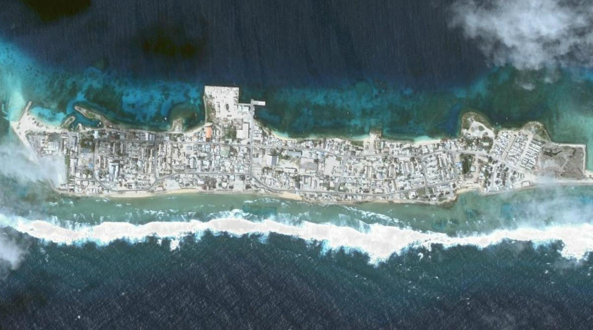 Ebeye Island in the Kwajalein Atoll, Marshall Islands. Credit: NASA