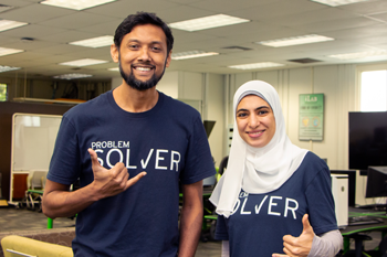 Hawai‘i Innovation Lab winners Arif Rahman and Radwa Elshennawy (team members missing from the photo: Kareem Elassy, Aaron Ohta, and Wayne Shiroma).