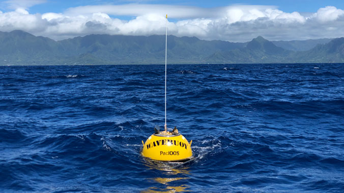 To collect real-time wave data, PacIOOS owns and operates a network of 15 wave buoys throughout the Pacific Islands region.