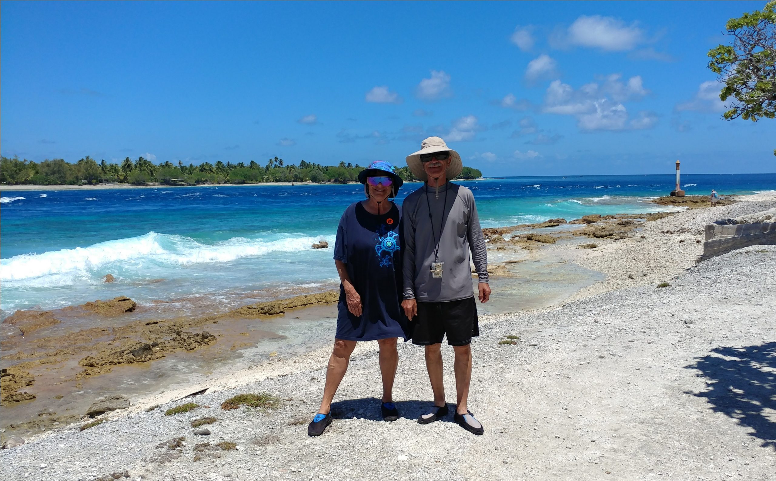 Fran Friend Alexander and Kirk Alexander are seen on the beach in Rangiroa in Tahiti in 2018.