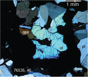 Image of slide 46 of 76535 taken with a polarized light microscope.