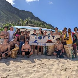 SOEST students and friends gathered at Makapu'u Beach for the clean-up event