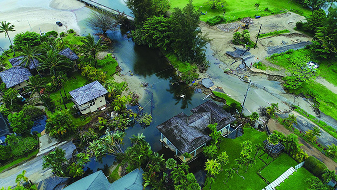 The grant will support a consortium of 28 institutions that will help improve the nation’s ability to predict water-related hazards, such as flooding, that caused major storm damage in Hanalei, Kauaʻi in 2018.