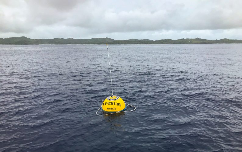 Ngaraard wave buoy successfully deployed in Palau waters, May 2022.