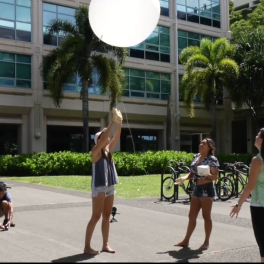 Atmospheric sciences students during balloon launch