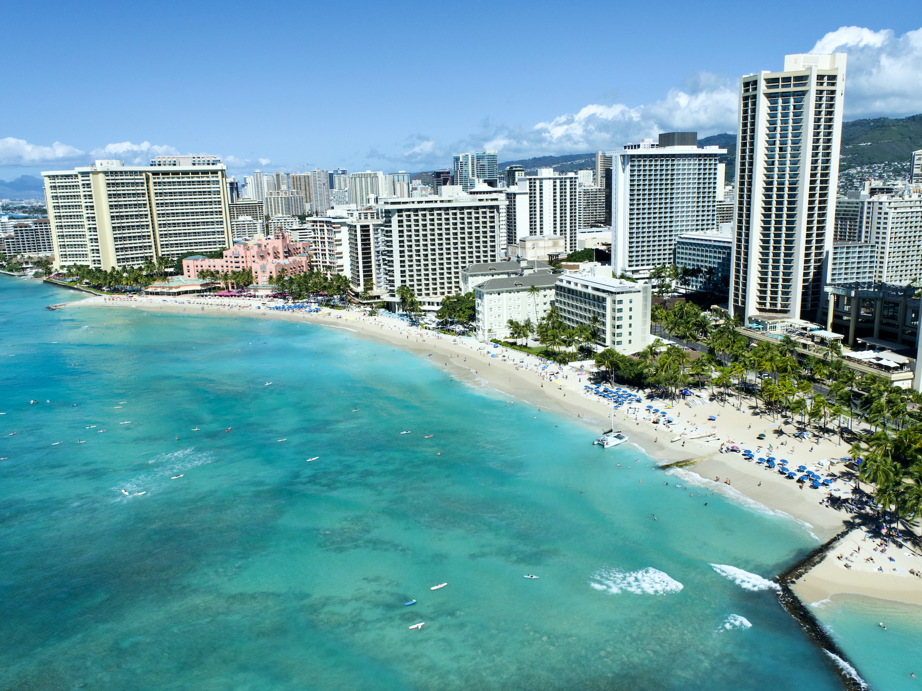 Aerial image of Royal Hawaiian Beach, looking west.