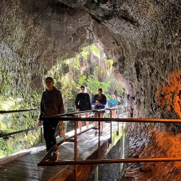 Earth Science students in lava tube