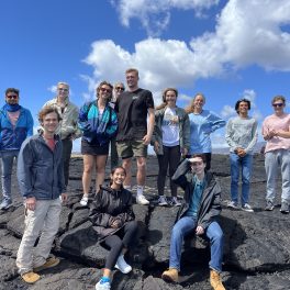 Earth Sciences students on a lava field, Big Island, Hawaii