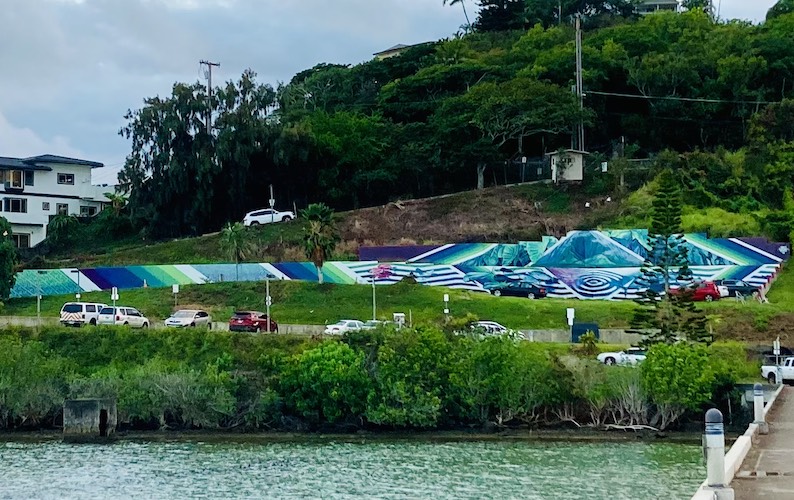 Mural on HIMB boat ramp.