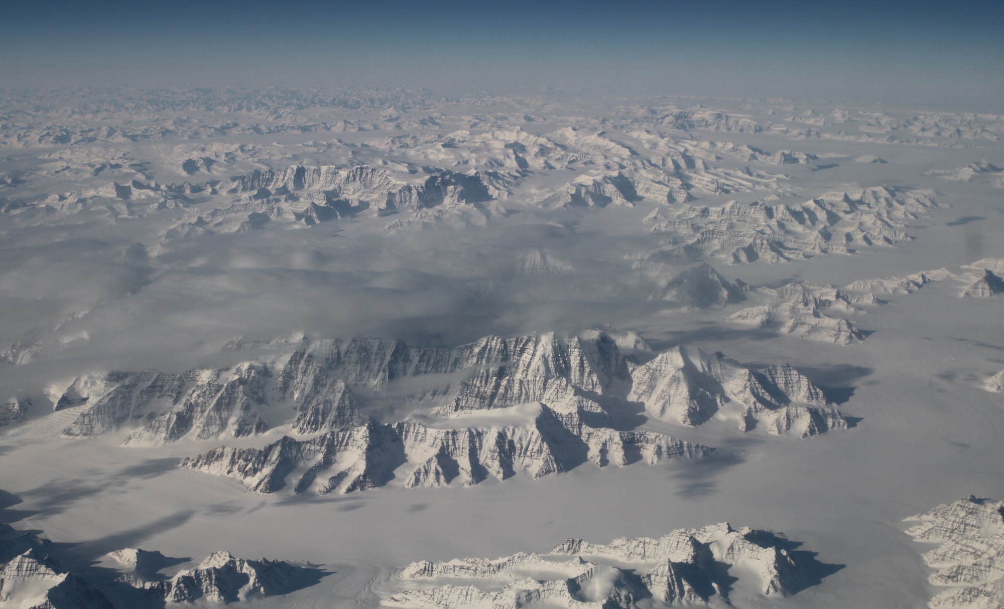Greenland ice sheet from about 40,000 feet elevation.