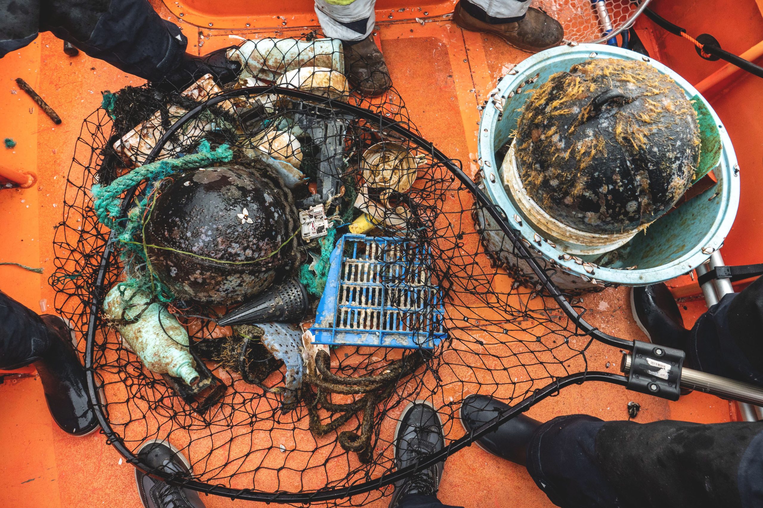 Floating plastics collected in the North Pacific Subtropical Gyre during The Ocean Cleanup’s 2018 expedition.