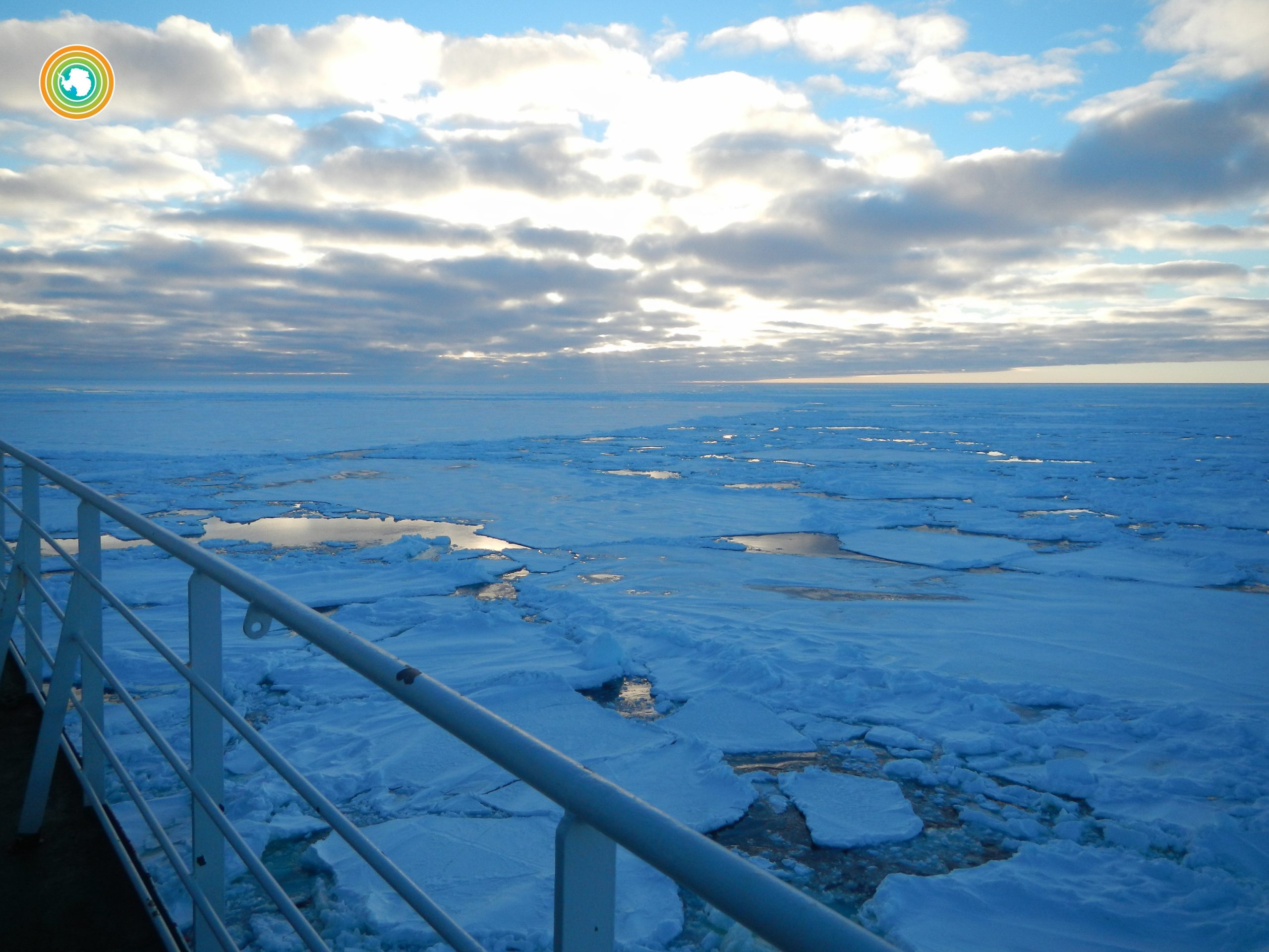 Southern Ocean viewed from the railing of research vessel