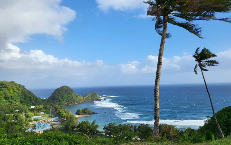 A scenic view from American Samoa illustrates the vulnerability of low-lying coastal communities.