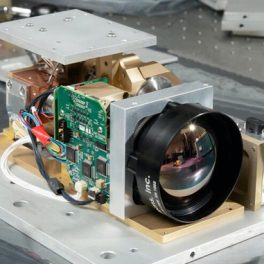 motherboard and wires inside Hyperspectral Thermal Imager (HyTI) unit.