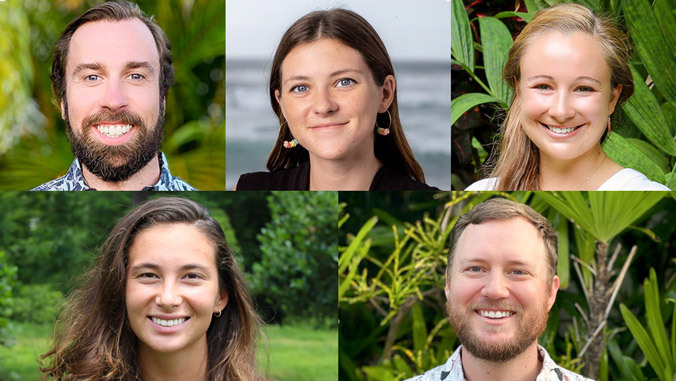 From top left: Erik Brush, Elizabeth Benyshek, Becca Lensing, Hanna Odahara and Ryan Jones.